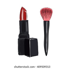 Lipstick and brush illustration
