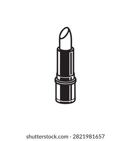 Lipstick with cap and applicator tip isolated graphic illustration