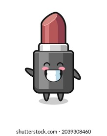 lipstick cartoon character doing wave hand gesture , cute style design for t shirt, sticker, logo element