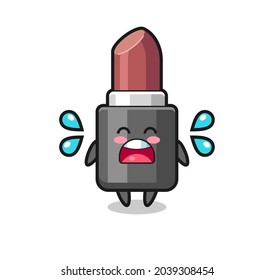 lipstick cartoon illustration with crying gesture , cute style design for t shirt, sticker, logo element