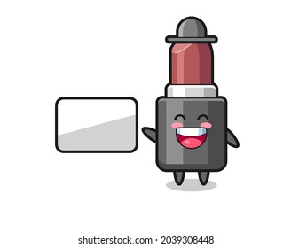 lipstick cartoon illustration doing a presentation , cute style design for t shirt, sticker, logo element