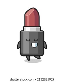 lipstick cartoon illustration with a shy expression , cute style design for t shirt, sticker, logo element