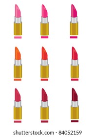 Lipstick Collection and color guide, vector design