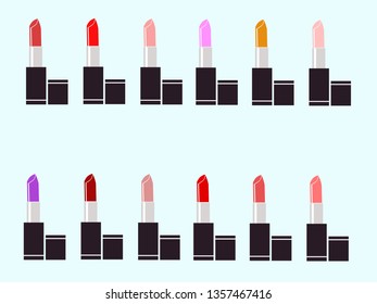 Lipstick collection. Set of lipstick. Ilustration on white background.