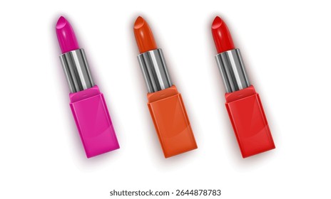 Batom Coleção Três cores vibrantes no branco