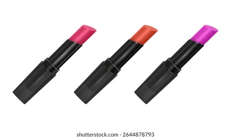 Batom Coleção Três cores vibrantes no branco