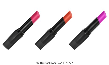 Batom Coleção Três cores vibrantes no branco