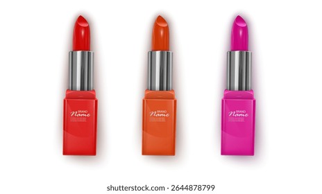 Batom Coleção Três cores vibrantes no branco