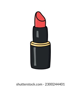 Lipstick colored doodle vector illustration. Isolated on white background