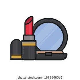 Lipstick and compact powder for makeup