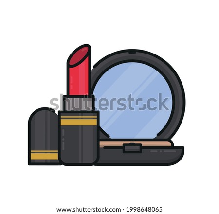 Lipstick and compact powder for makeup