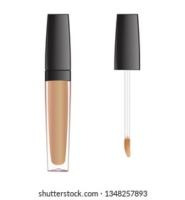 Lipstick concealer cosmetics container. Liquid lipstick. Skin makeup toner. Design element. Vector Illustration. 