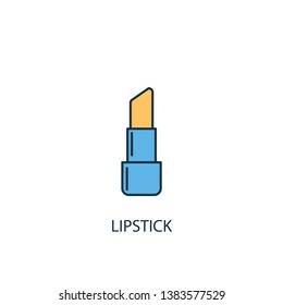 Lipstick concept 2 colored line icon. Simple yellow and blue element illustration. Lipstick concept outline symbol design