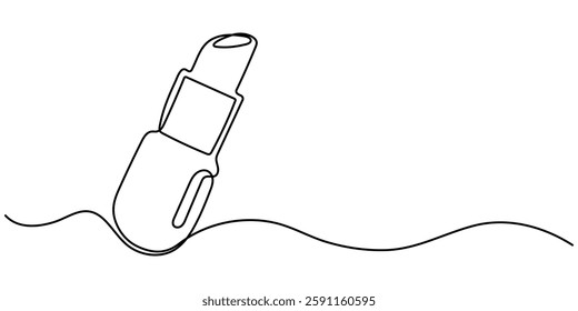 Lipstick continuous line art Continuous line drawing. Lipstick. Black isolated on white background. Hand drawn illustration, Lipstick Continuous Line Icon, Lipstick one line continuous drawing.