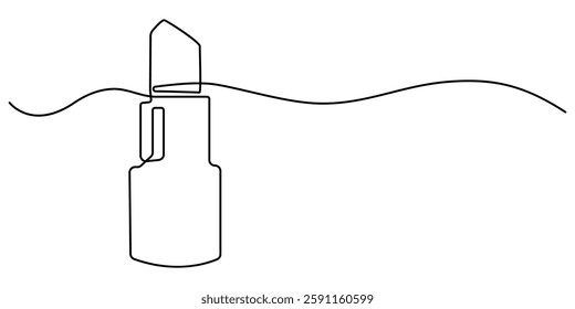 Lipstick continuous line art Continuous line drawing. Lipstick. Black isolated on white background. Hand drawn illustration, Lipstick Continuous Line Icon, Lipstick one line continuous drawing.