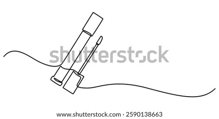 Lipstick Continuous Line Icon, Lipstick Web Banner, Lipstick Continuous Line Art Illustration, Continuous one line drawing of lipstick cosmetic vector illustration, Minimal design, make up print. 