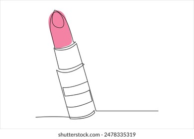 Lipstick, continuous one line drawing, single line art. Vector illustration