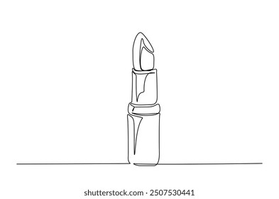 Lipstick continuous one line drawing. Lipstick cosmetic single line art illustration. Editable vector.