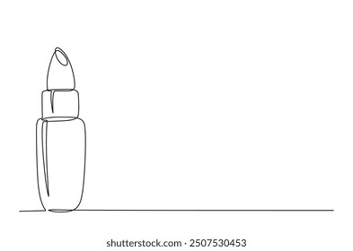 Lipstick continuous one line drawing. Lipstick cosmetic single line art illustration. Editable vector.