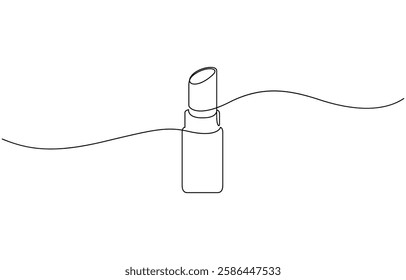 Lipstick, continuous one line drawing, single line art. Continuous one line drawing of lipstick cosmetic, Continuous one line drawing of lipstick cosmetic vector illustration.