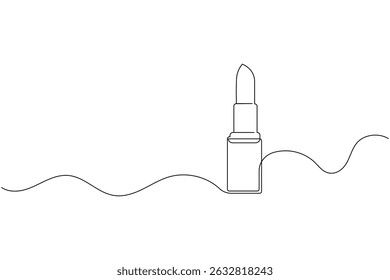 Lippenstift kontinuierliche einzeilige Zeichnung und minimalistischen Stil isolieren Umriss Vektorsymbol