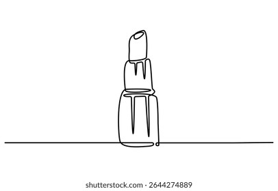 Batom desenho contínuo de uma linha. Ilustração de arte de linha única cosmética batom. Vetor editável.
