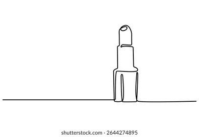 Batom desenho contínuo de uma linha. Ilustração de arte de linha única cosmética batom. Vetor editável.