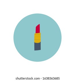 Lipstick cosmetic blue Girl Women icon circle small illustration. Female inspiration graphic design typography element. Hand drawn sticker. Simple vector symbol