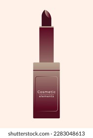 Lipstick cosmetic element makeup beauty product, brown red pink orange lipstick vector illustration	
