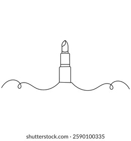 Lipstick cosmetic icon  continuous one line drawing  outline vector illustration 