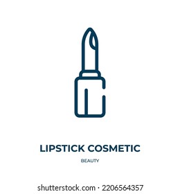 Lipstick cosmetic icon. Linear vector illustration from beauty collection. Outline lipstick cosmetic icon vector. Thin line symbol for use on web and mobile apps, logo, print media.