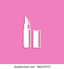 Lipstick. Cosmetic items. Vector icon.