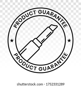 Lipstick cosmetic product guarantee stamp label line art icons for apps or websites