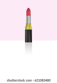Lipstick cosmetics icon. Flat style. Makeup collection. Red color. Vector. Illustration.