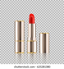 Lipstick cosmetics in package design mock-up realistic style isolated on Transparent background