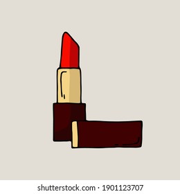 Lipstick. Cosmetics. Vector hand-drawn doodle illustration.