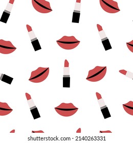 ilustración vectorial de lápiz labial patrón transparente