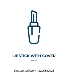 Lipstick with cover icon. Linear vector illustration from pretty collection. Outline lipstick with cover icon vector. Thin line symbol for use on web and mobile apps, logo, print media.