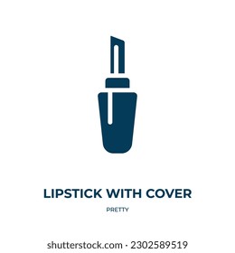 lipstick with cover vector icon. lipstick with cover, female, lipstick filled icons from flat pretty concept. Isolated black glyph icon, vector illustration symbol element for web design and mobile 