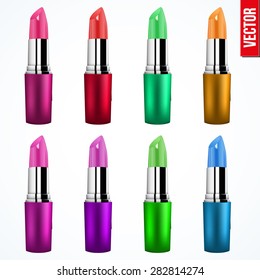 Lipstick different shades. Vector Illustration isolated on white background.