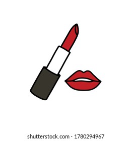 lipstick doodle icon, vector illustration