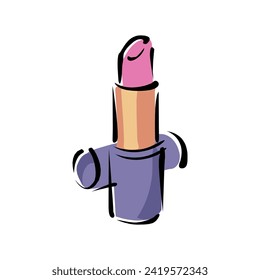 lipstick doodle icon, vector illustration on a white background in eps10