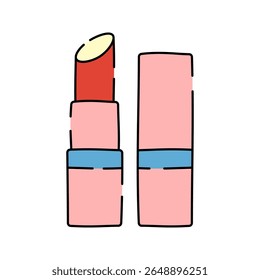 Lipstick Doodle estilo, produto cosmético simbolizando a beleza influenciador ou papéis de maquiagem artista, ótimo para beleza e temas criativos relacionados ao estilo de vida.