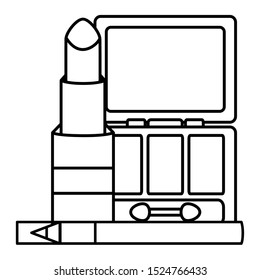 lipstick and eye shadows make up drawing icon vector illustration design