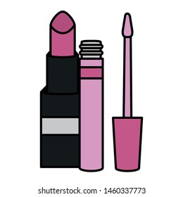 lipstick and eyelash make up drawing icon