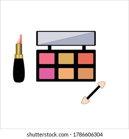 lápiz labial y sombras oculares y espejos