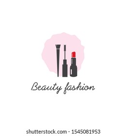 Lipstick fashion product label vector template