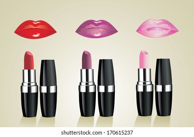 Lipstick and female lips 