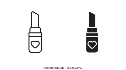 Lipstick filled and outlined icons vectors on white background