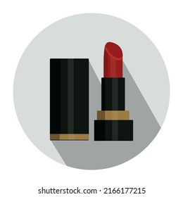 Lipstick flat icon with long shadow. Vector illustration.